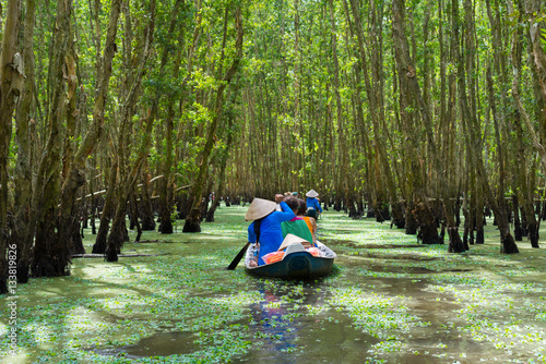 Tourism rowing boat in Mekong delta, Vietnam