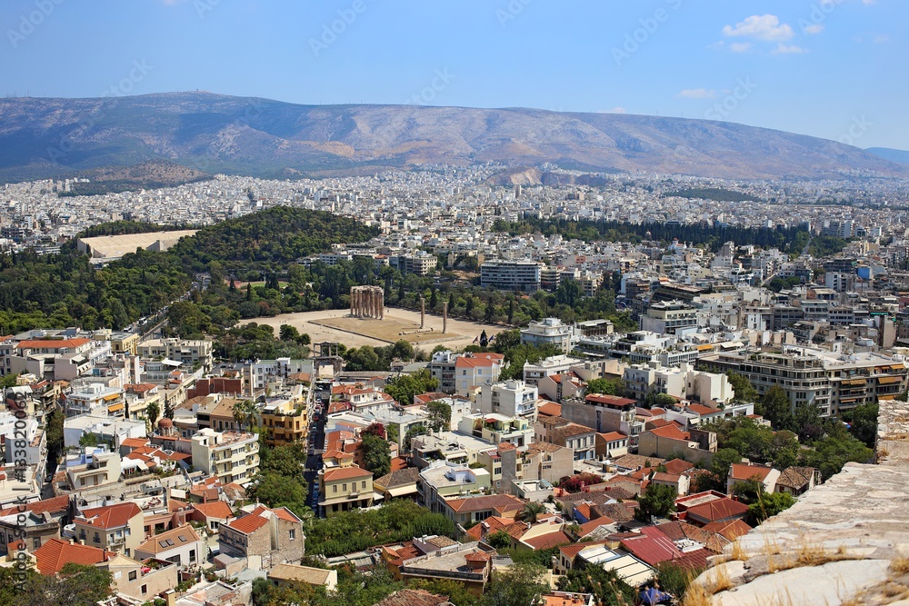 Panorama of Athens with the temple of Zeus