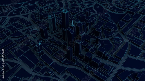 Fototapeta Naklejka Na Ścianę i Meble -  low poly city views from above. 3d rendering