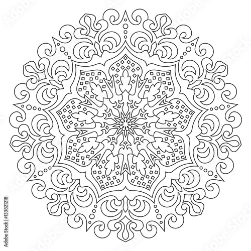 Fototapeta Naklejka Na Ścianę i Meble -  Circular geometric ornament. Round outline Mandala for