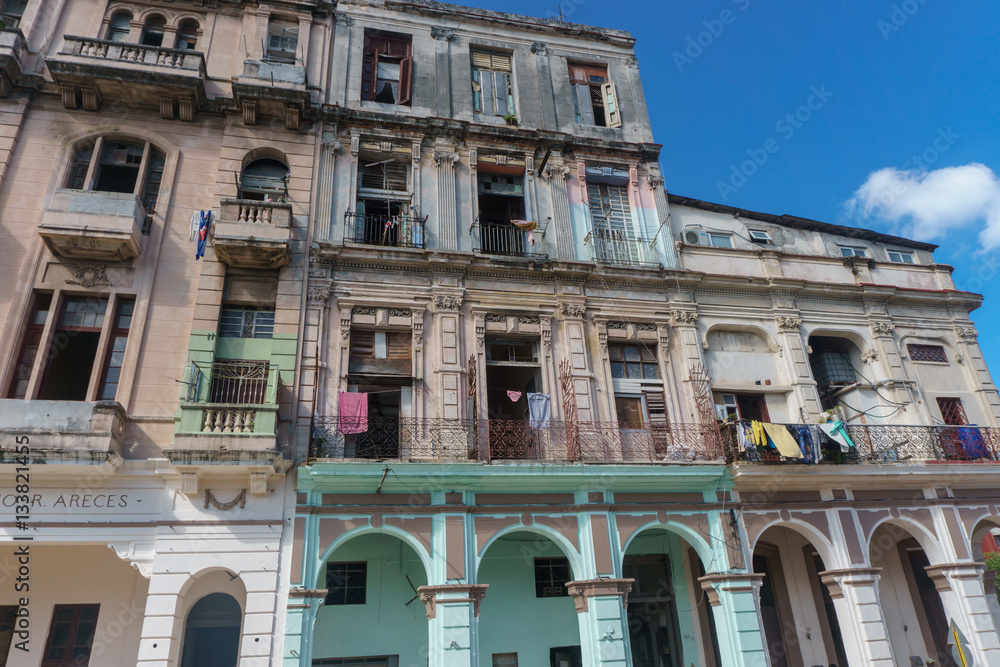 La Havana, Cuba – December 25, 2016: old house outdoors with balcony