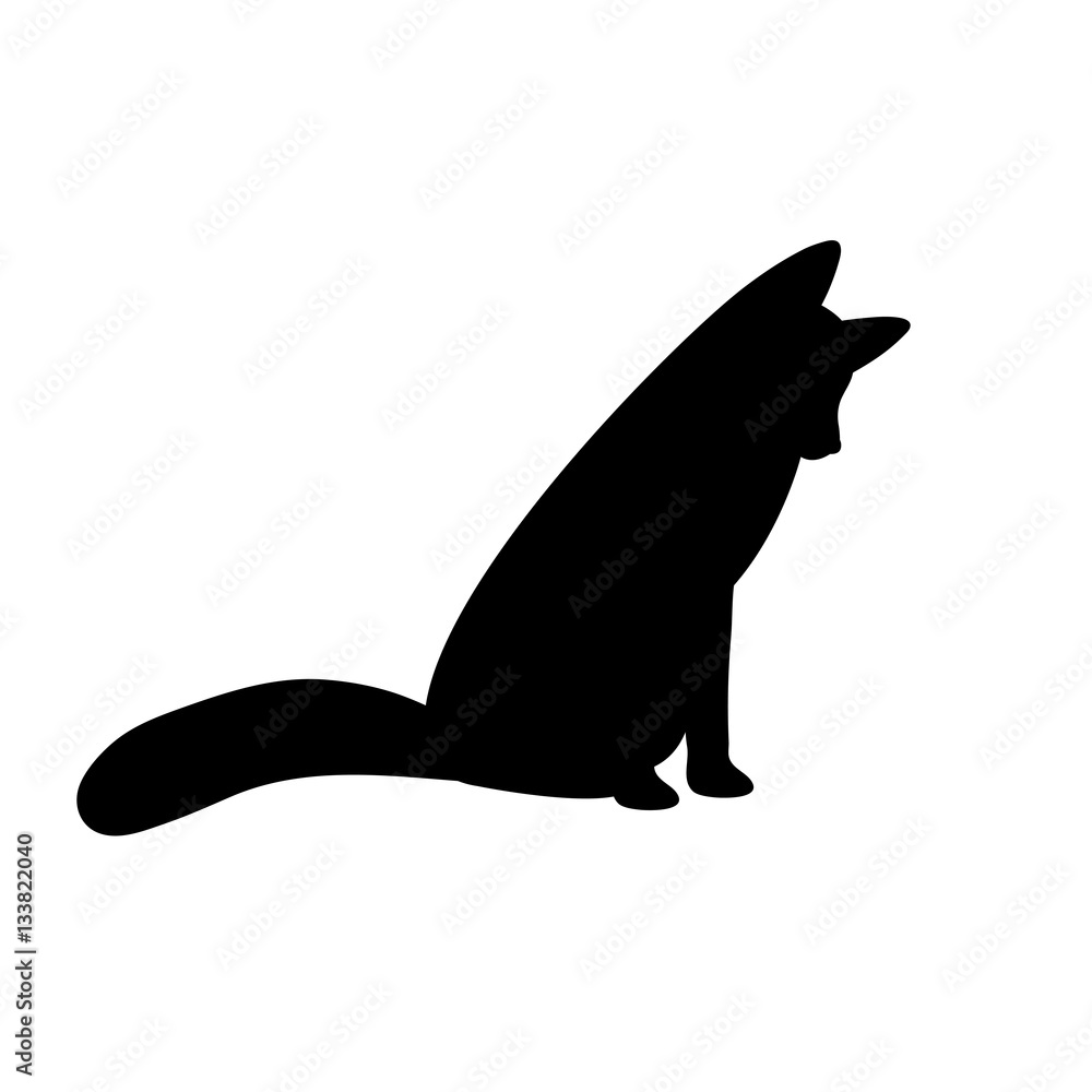 Obraz premium Fox vector illustration black silhouette