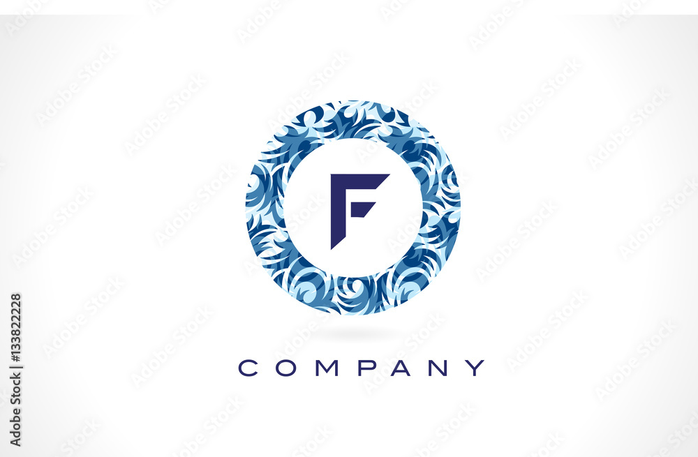 Obraz premium Letter F Blue Pattern Logo Design.
