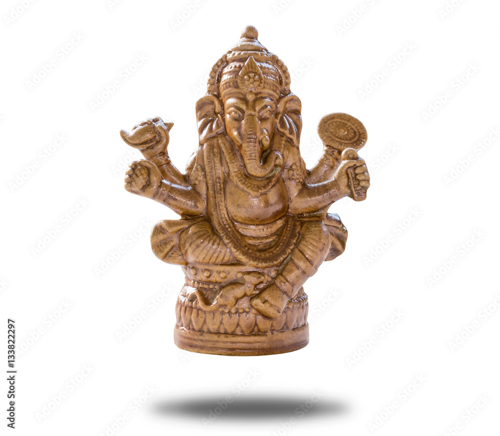 ganesha statue,Hindu god isolated on white background with clipping path. ganesha statue,Hindu god isolated on white background with clipping path.