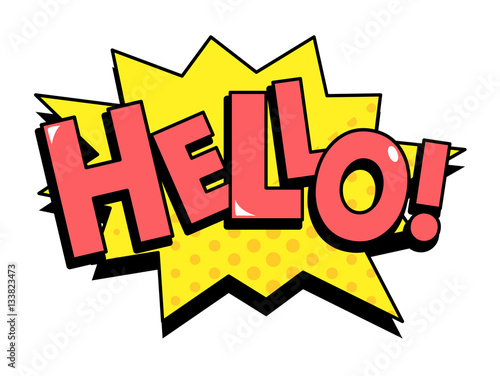 Hello speech bubble in retro style