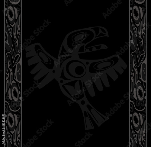 totem bird indigenous art stylization