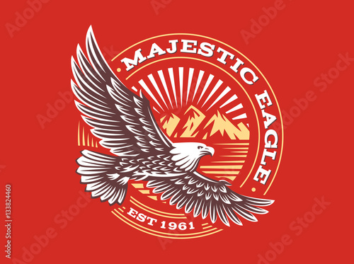 Eagle logo - vector illustration, emblem on red background