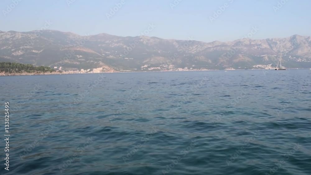 View of Adriatic Sea and mountains in Budva Montenegro View of Adriatic Sea and mountains in Budva Montenegro
