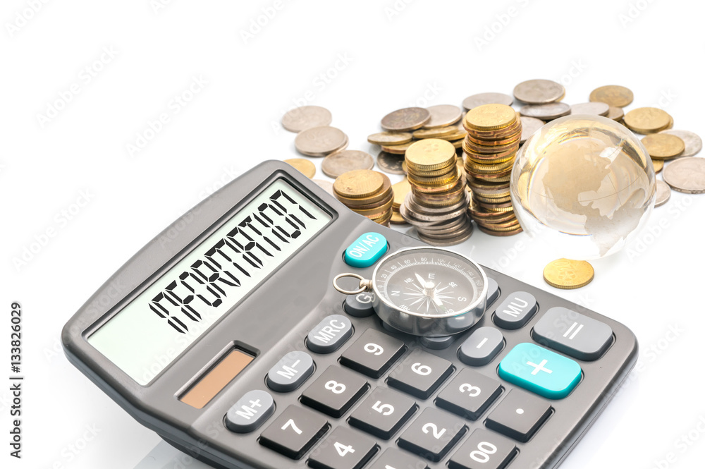 Calculator with holiday and travel conceptual text. Calculator with holiday and travel conceptual text.