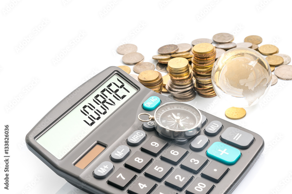 Calculator with holiday and travel conceptual text. Calculator with holiday and travel conceptual text.