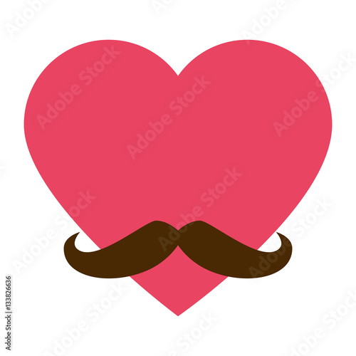 heart with mustache icon vector illustration design
