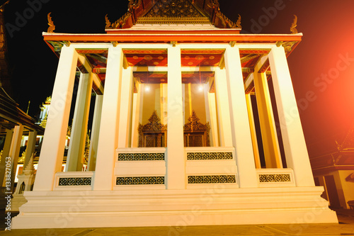 Night view image. church in Wat thepthidaram temple , Bangkok, Thailand photo