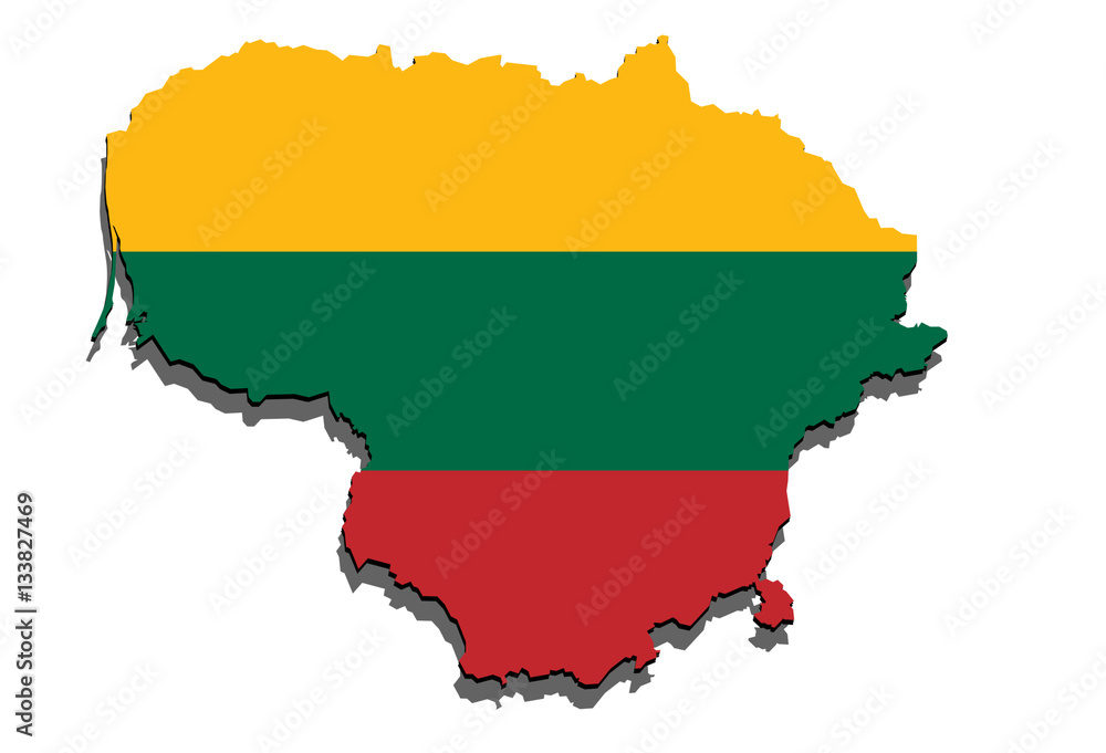 close up on Lithuania map on white background close up on Lithuania map on white background