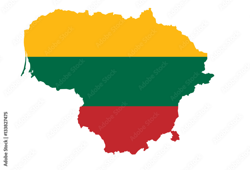 close up on Lithuania map on white background close up on Lithuania map on white background