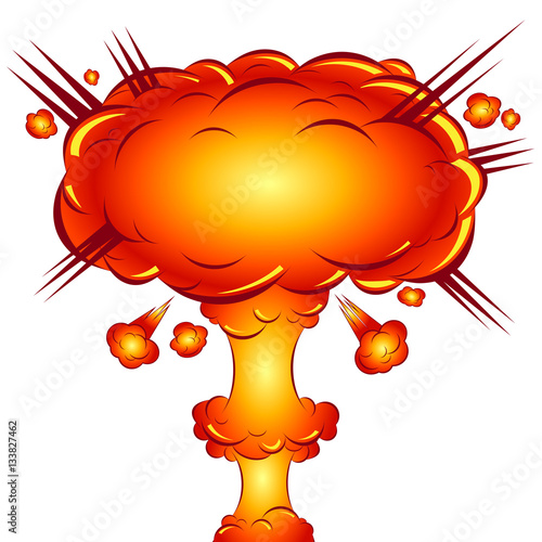 in the style of a comic explosion  the atomic bomb