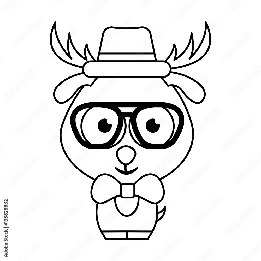 cute deer character hipster style vector illustration design