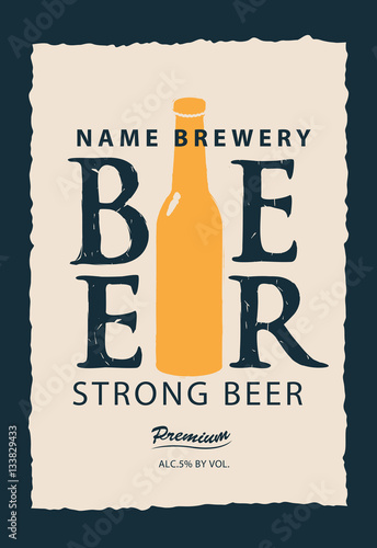 vector label for beer with a bottle