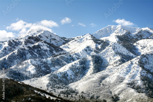 utah wasatch mountains in ogden just north of salt lake which is a popular vacation location for skiing snowboarding and winter sports