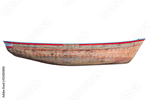 фотографія wooden fishing boat isolated on white background