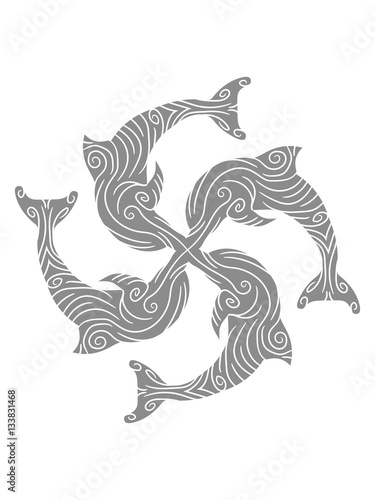 Tattoo pattern lines tribal circle 4 group cool design jumping little delfin cute cute comic cartoon grin smile funny