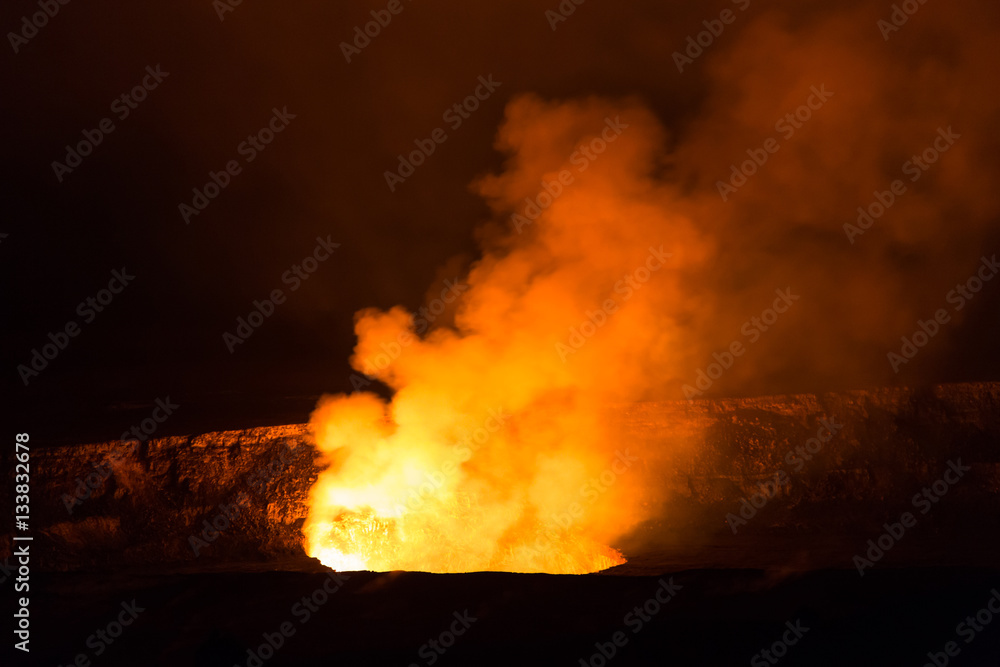 Lavasee, Lava, Vulkan, Big Island, Hawaii, Nacht, USA, Himmel, Vulkanausbruch Lavasee, Lava, Vulkan, Big Island, Hawaii, Nacht, USA, Himmel, Vulkanausbruch