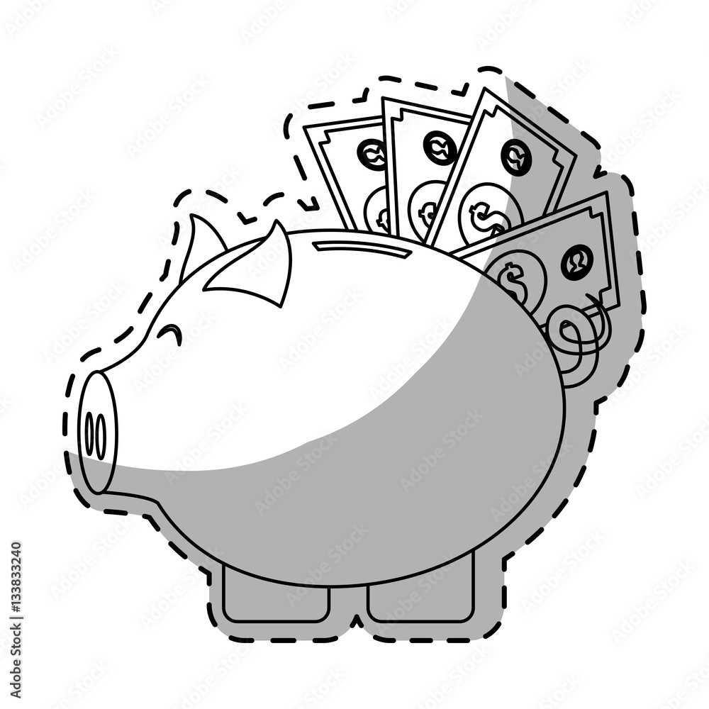 piggy bank money icon image sticker vector illustration design Stock ...