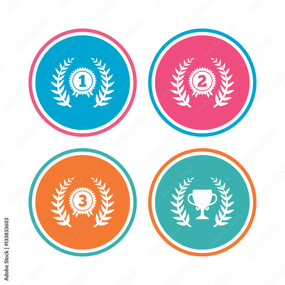 Laurel wreath award icons. Prize cup for winner. Laurel wreath award icons. Prize cup for winner.