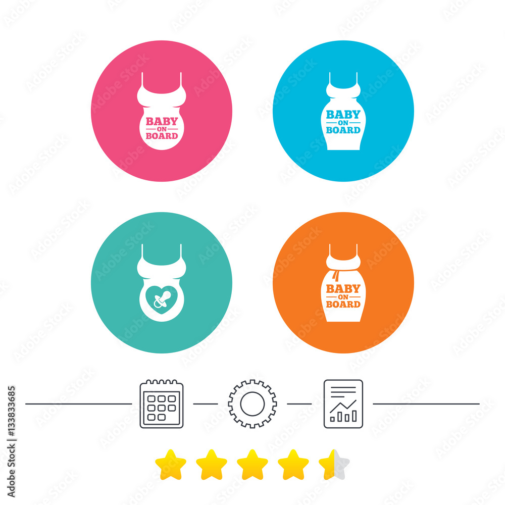 Baby on board icons. Infant caution signs. Baby on board icons. Infant caution signs.