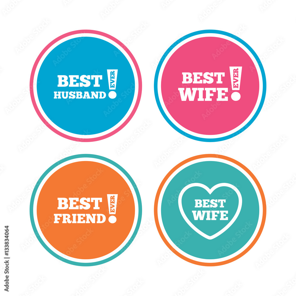 Best wife, husband and friend icons. Best wife, husband and friend icons.