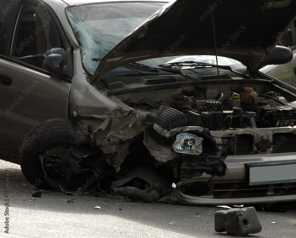 Crash broken car on accident site Crash broken car on accident site