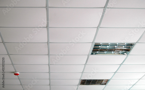 Photos Interior of white false ceiling with lamps