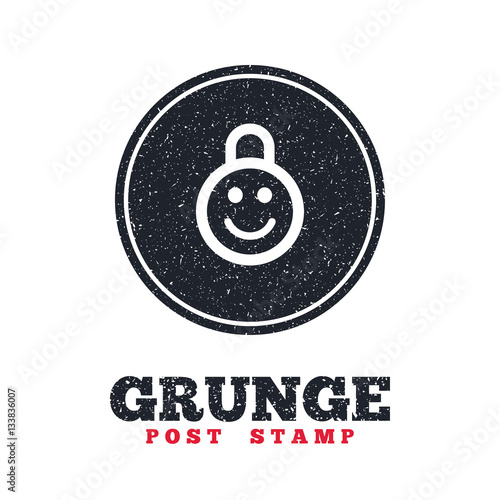 Child lock icon. Locker with smile symbol.