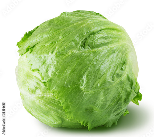 Cuadro en lienzo iceberg lettuce cabbage isolated on white