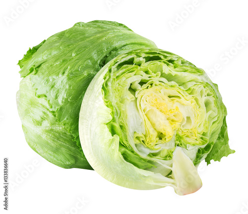 iceberg lettuce cabbage isolated on white