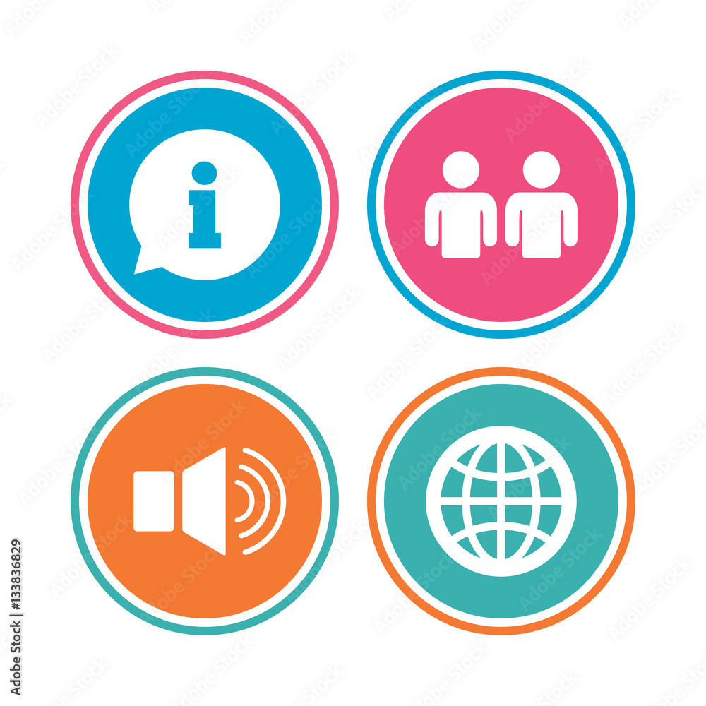 Information sign and group. Communication icons. Information sign and group. Communication icons.