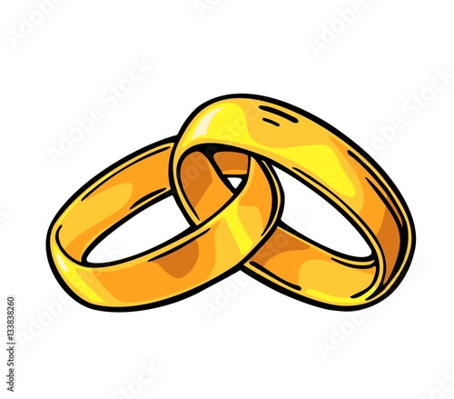 Wedding rings. Vintage black vector engraving illustration