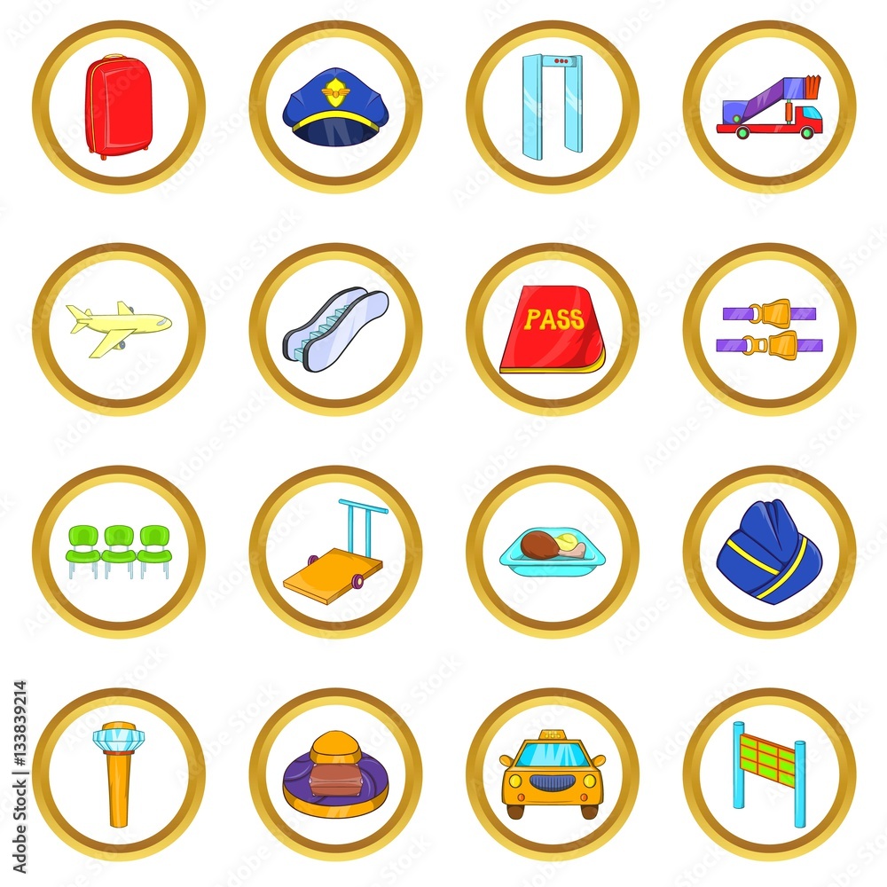 Airport vector set, cartoon style Airport vector set, cartoon style
