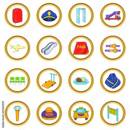 Airport vector set, cartoon style