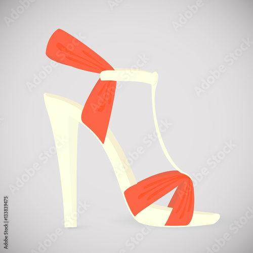 Bright female sandals with high heels