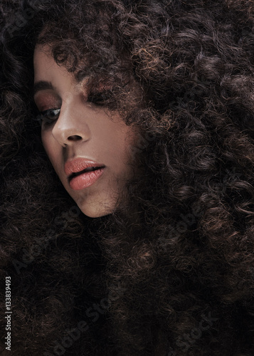 Beauty portrait of girl with afro.