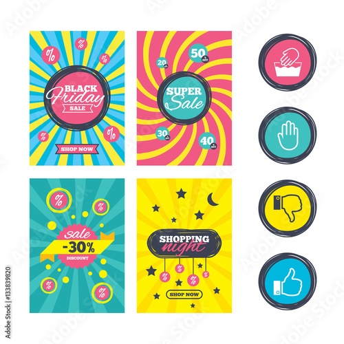Hand icons. Like and dislike thumb up symbols.
