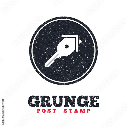 Key from the house sign icon. Unlock tool.