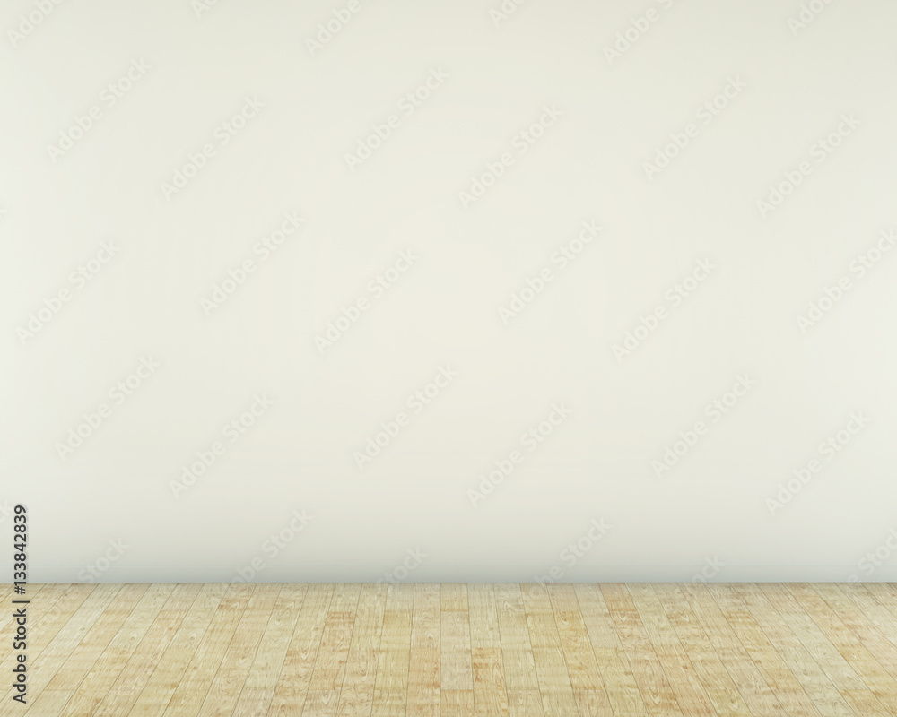 white wall and wooden floor. 3d render white wall and wooden floor. 3d render