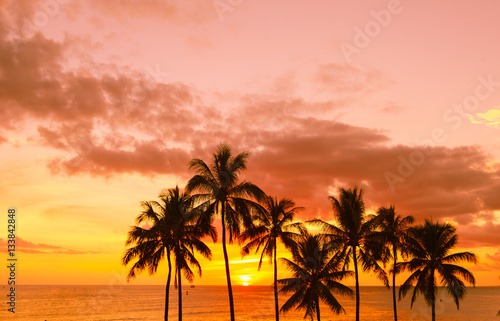 Fototapeta Naklejka Na Ścianę i Meble -  Tropical island sunset. 