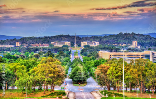 View along Kings Avenue towards the Australian-American Memorial in Canberra, Australia