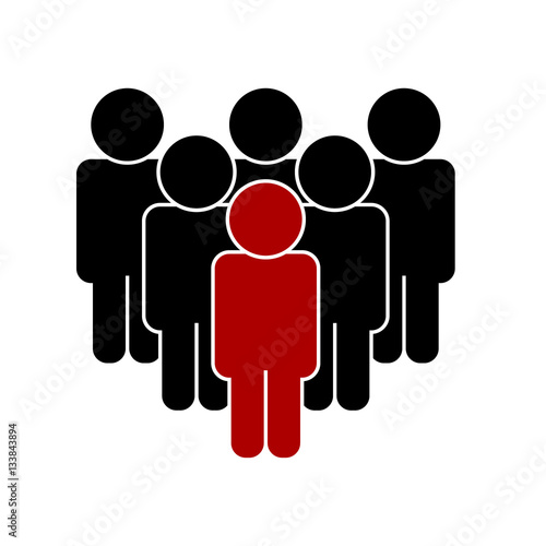 Group of men with leader. Silhouette of people. Vector illustration.