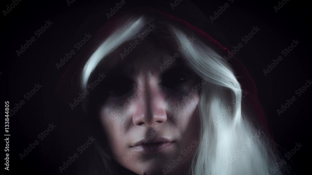 4K Horror Witch Looking with Blackout Eyes, zoom in 4K Horror Witch Looking with Blackout Eyes, zoom in