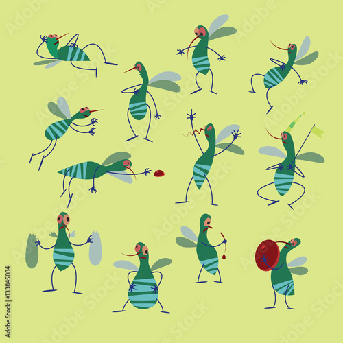 Mosquito, insect collection vector illustration of a flat style.