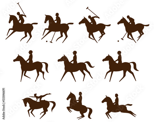 Set of 10 different equestrian sports symbols
