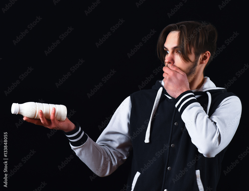 surprised guy in baseball jacket surprised guy in baseball jacket